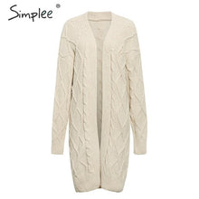 Load image into Gallery viewer, Simplee Solid long sweater cardigan women Long sleeve streetwear ladies outwear jumper coat Casual female winter sweater coat