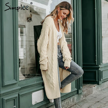 Load image into Gallery viewer, Simplee Solid long sweater cardigan women Long sleeve streetwear ladies outwear jumper coat Casual female winter sweater coat