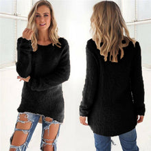 Load image into Gallery viewer, 2019 Autumn Winter Casual Knitted Ladies Sweater Long Sleeve O-neck Women Tops Plush Sweaters Plue Size 3XL Pullovers Sweater
