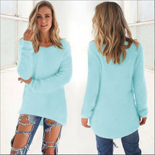Load image into Gallery viewer, 2019 Autumn Winter Casual Knitted Ladies Sweater Long Sleeve O-neck Women Tops Plush Sweaters Plue Size 3XL Pullovers Sweater