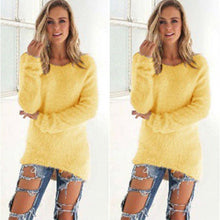 Load image into Gallery viewer, 2019 Autumn Winter Casual Knitted Ladies Sweater Long Sleeve O-neck Women Tops Plush Sweaters Plue Size 3XL Pullovers Sweater