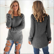 Load image into Gallery viewer, 2019 Autumn Winter Casual Knitted Ladies Sweater Long Sleeve O-neck Women Tops Plush Sweaters Plue Size 3XL Pullovers Sweater