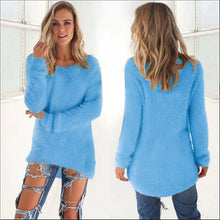 Load image into Gallery viewer, 2019 Autumn Winter Casual Knitted Ladies Sweater Long Sleeve O-neck Women Tops Plush Sweaters Plue Size 3XL Pullovers Sweater