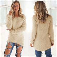 Load image into Gallery viewer, 2019 Autumn Winter Casual Knitted Ladies Sweater Long Sleeve O-neck Women Tops Plush Sweaters Plue Size 3XL Pullovers Sweater