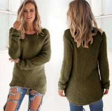 Load image into Gallery viewer, 2019 Autumn Winter Casual Knitted Ladies Sweater Long Sleeve O-neck Women Tops Plush Sweaters Plue Size 3XL Pullovers Sweater